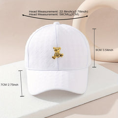 Metal Bear Baseball Cap Embossed Couple Hats Lightweight Sunscreen Dad Hats