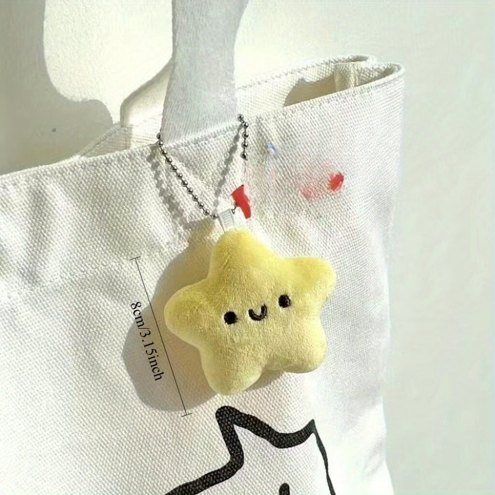 4pcs Squeaky Star Plush Charms Keychains Soft Stuffed Animal