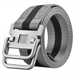 Men's Double Ring Buckle Belt Military Training Leather Belt