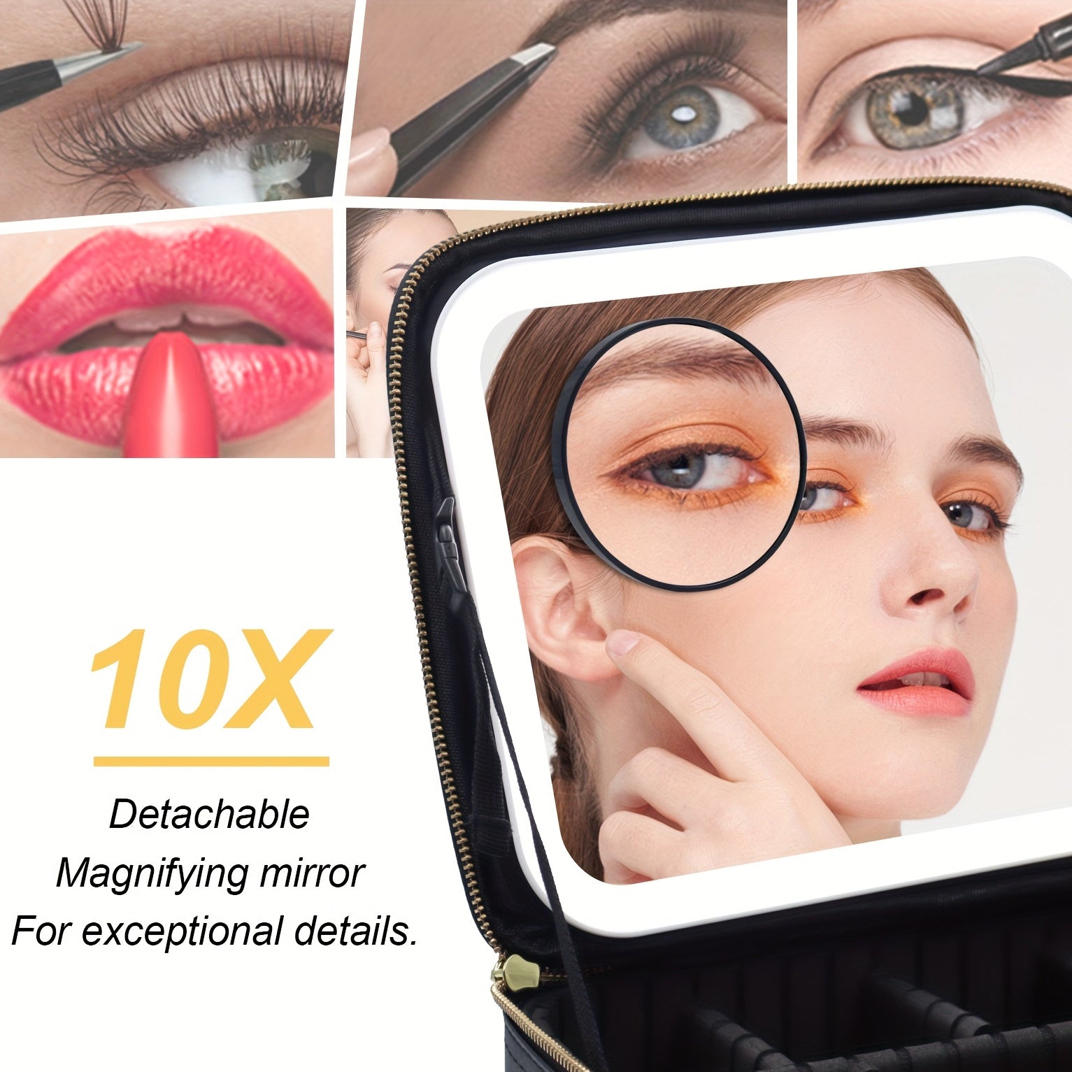 LED Lighted Makeup Train Case with Mirror