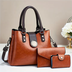 3pcs Vegan Leather Tote & Accessories Set - Stylish Satchel, Shoulder Crossbody