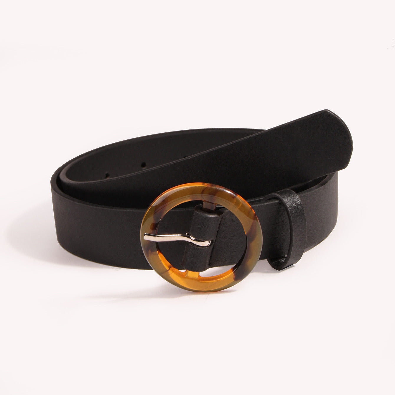 Vintage Velvet Padded Belt with Round Resin Buckle