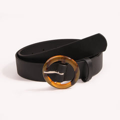Vintage Velvet Padded Belt with Round Resin Buckle