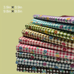 9pcs Floral Polyester Fabric DIY Sewing Scrapbooking Quilting