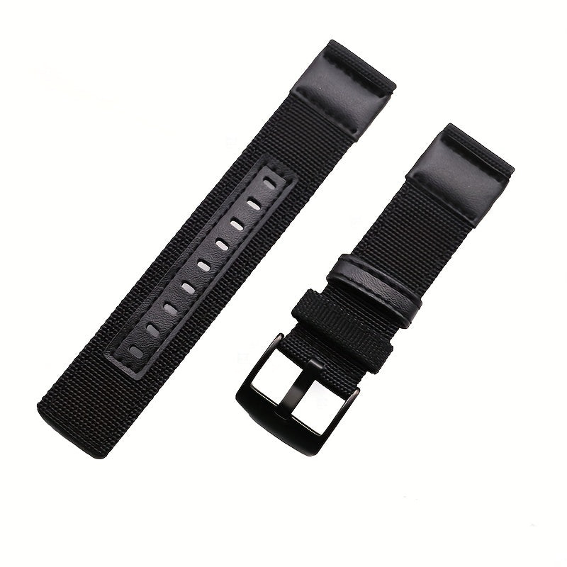 Canvas Nylon & Leather Watch Strap 20 22mm
