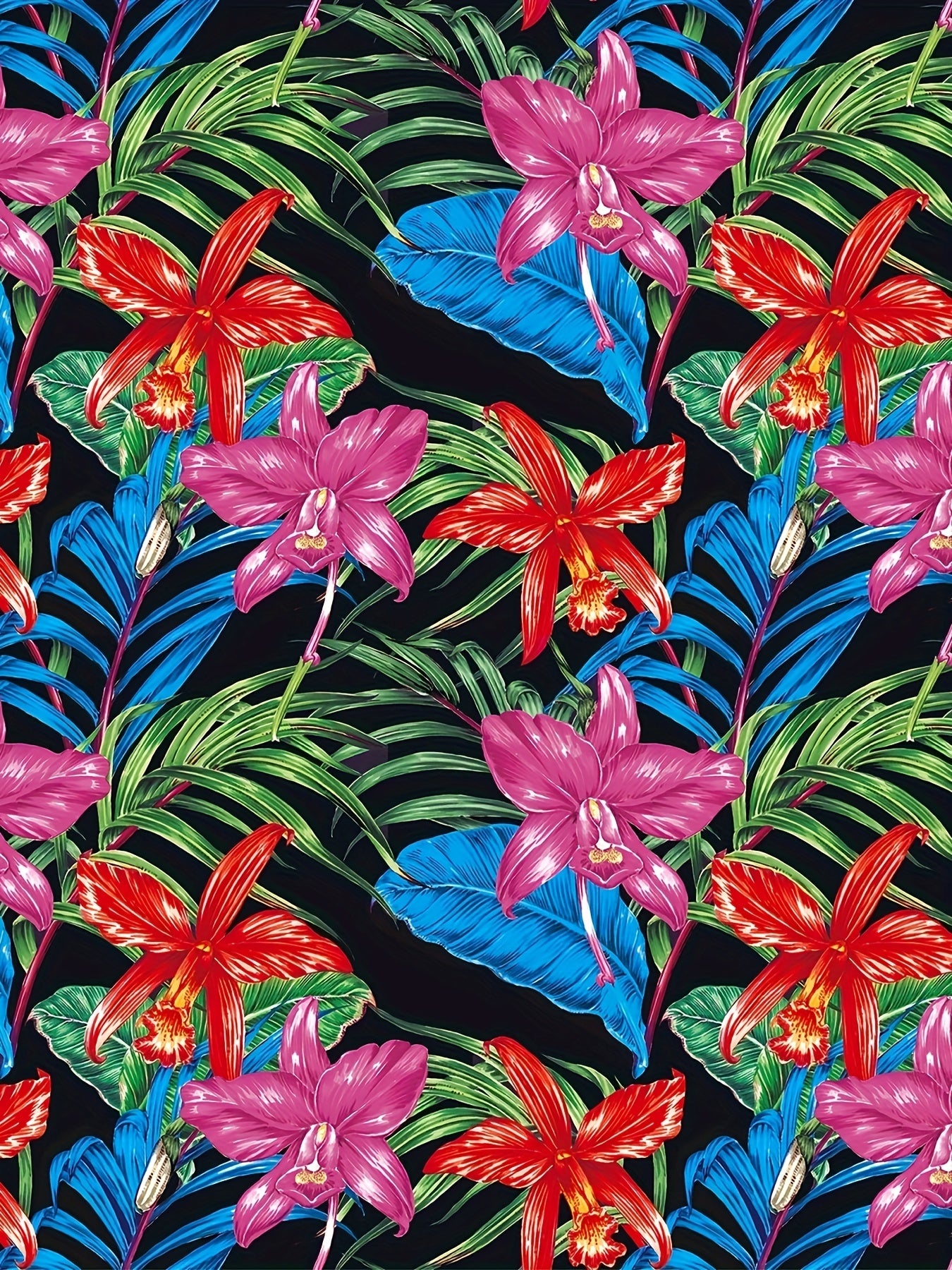  Tropical Print Cami Top & Solid Panty Swimsuit Set