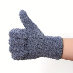 Green Microfiber Cleaning Gloves for Dusting Kitchen Furniture Car Interiors