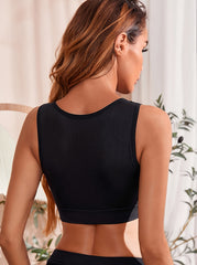2pcs Sleeveless Crop Top Crew Neck Solid Tank Tops