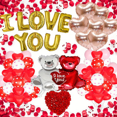 I Love You Balloon Set with 1000 Rose Petals