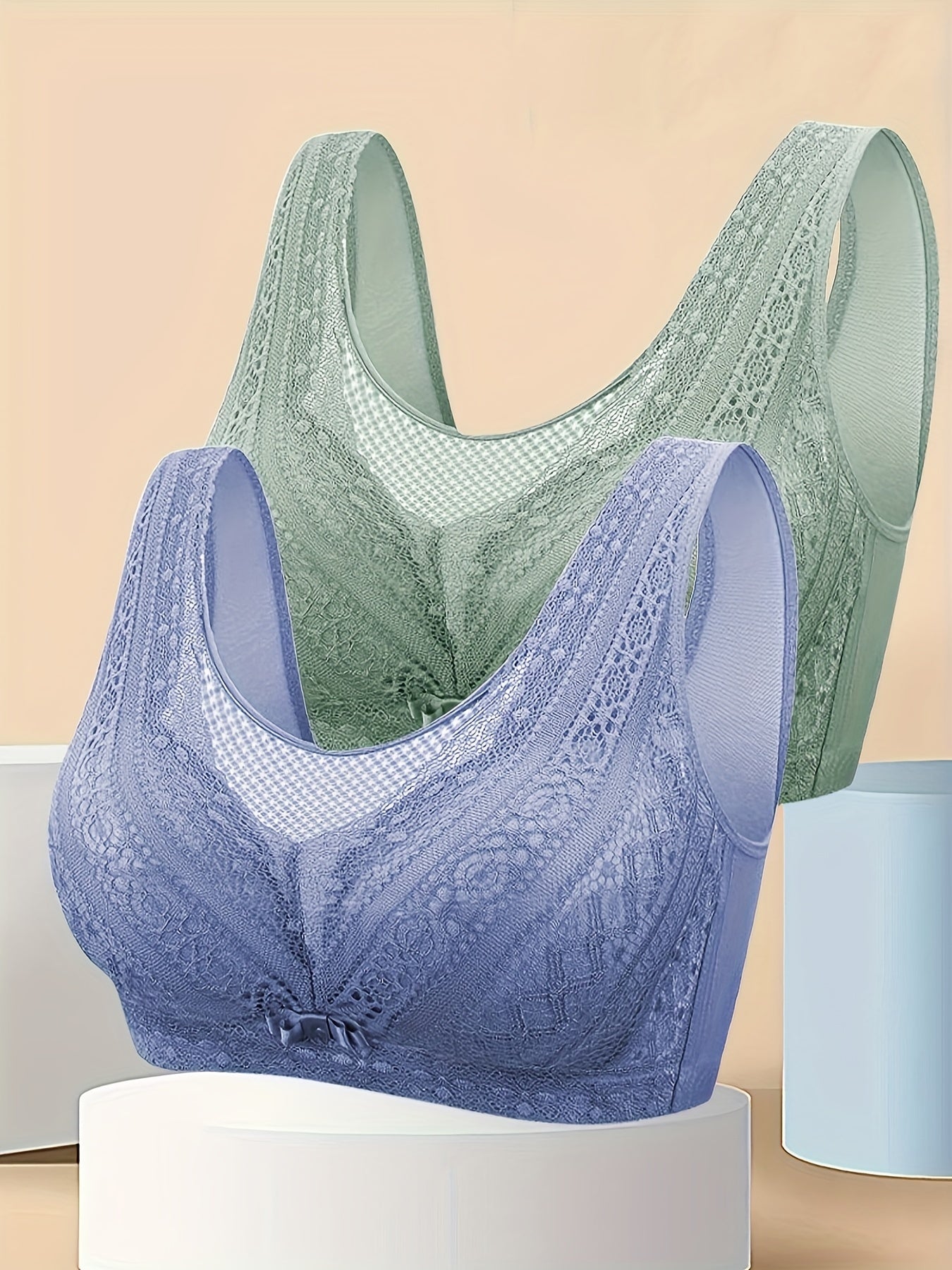 2pcs Lace Wireless Bras Women's Lingerie