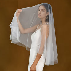 Single Layer Nude Bridal Veil Soft Polyester with Comb