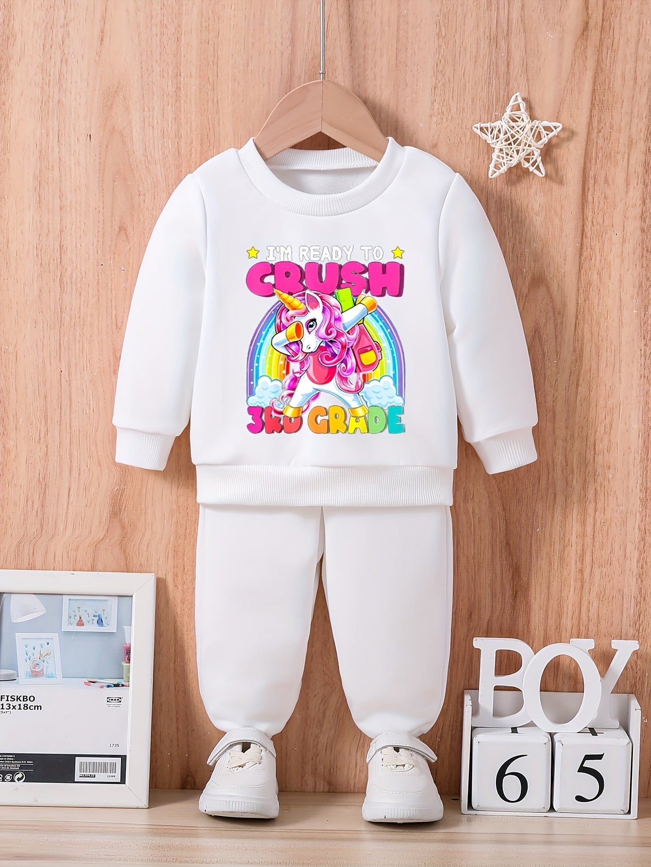 Baby Unicorn Casual Outfit Long Sleeve Sweatshirt Trousers Set