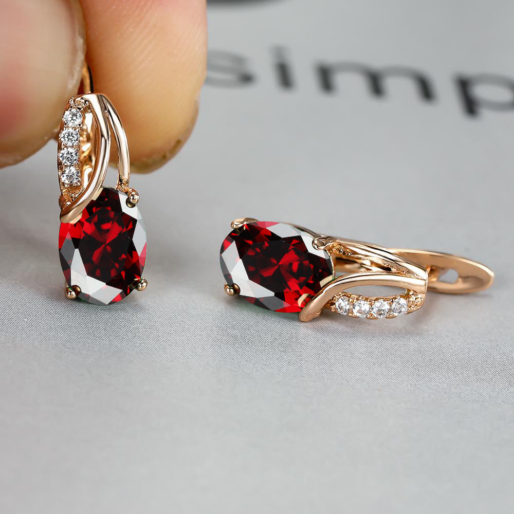 Vintage Oval Cut Marble Zircon Earrings - Bridesmaid Gift