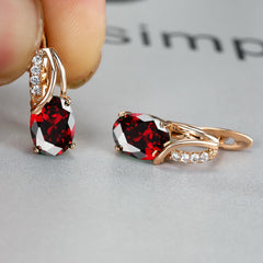Vintage Oval Cut Marble Zircon Earrings - Bridesmaid Gift