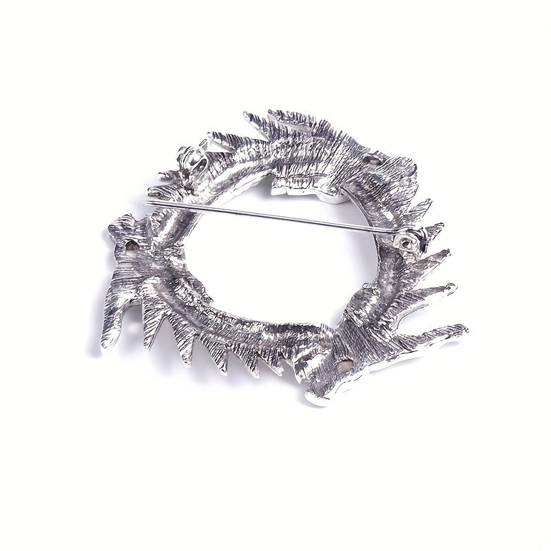 Vintage Silver Dragon Head Metal Brooch Pin Jewelry