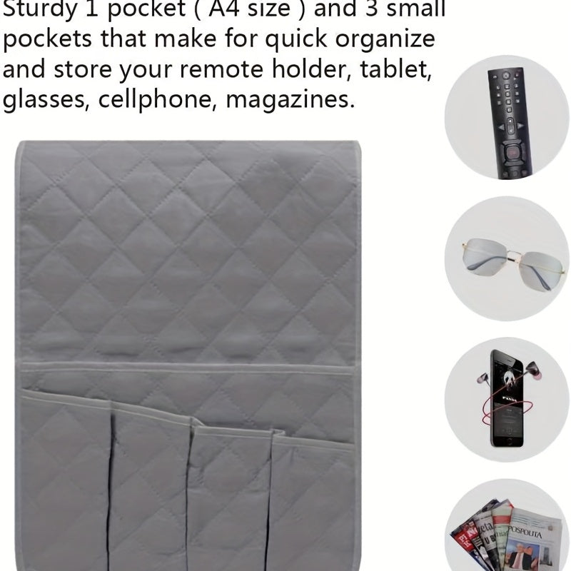 Sofa Armrest Hanging Bag Remote Control Storage 5 Pocket Magazines Organizer
