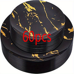 60pc Golden Disposable Plates for Halloween Thanksgiving Christmas