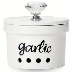 Ceramic Garlic Crisper With Lid 12.5 Oz - Garlic Saver Container