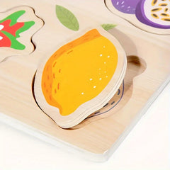 Wooden Puzzle Set Animals & Fruits Learning Game Gift for Kids