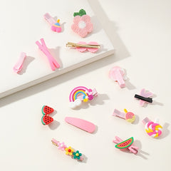 14pcs Kids Flower Candy Hair Clip Girls Hair Accessories Set
