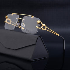 Vintage Retro Rimless Steampunk Sunglasses with Full Package Set