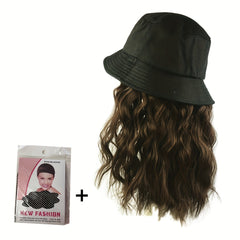 Women's Bucket Hat With Removable 29.97 cm Curly Hair Wig Hairstyle