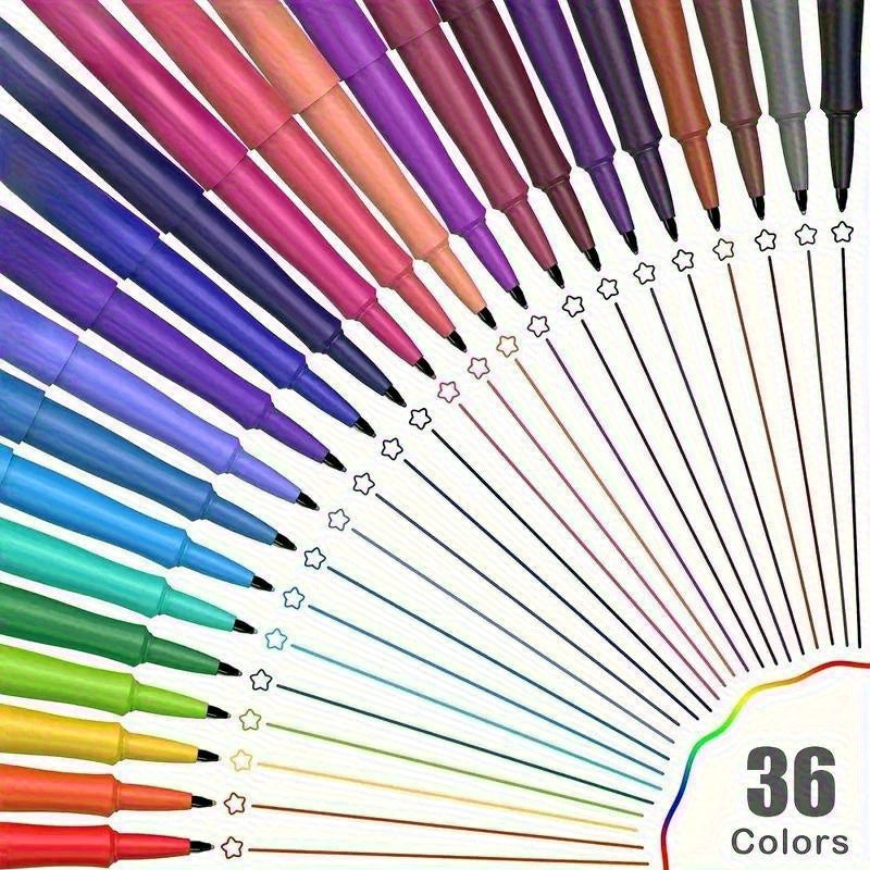 36 KING Ergonomic Gel Pens 0.35mm Fine Tip Bright Colors for Study Office Art