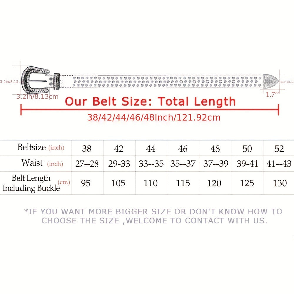 Bling Rhinestone Belt Western Cowboy Cowgirl Crystal Leather Jeans Dress