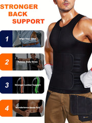 Men's Neoprene Sauna Suit Waist Trainer Vest & Body Shaper Zipper Tank Top