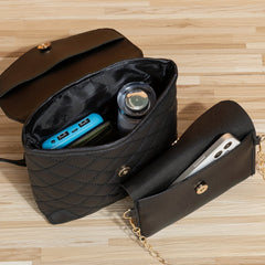 2 Pcs Solid Bag Sets Minimalist Backpack & Shoulder Chain Bag