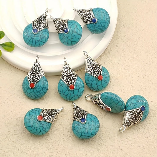 10pcs Vintage Turquoise Necklace Pendants For Jewelry Making