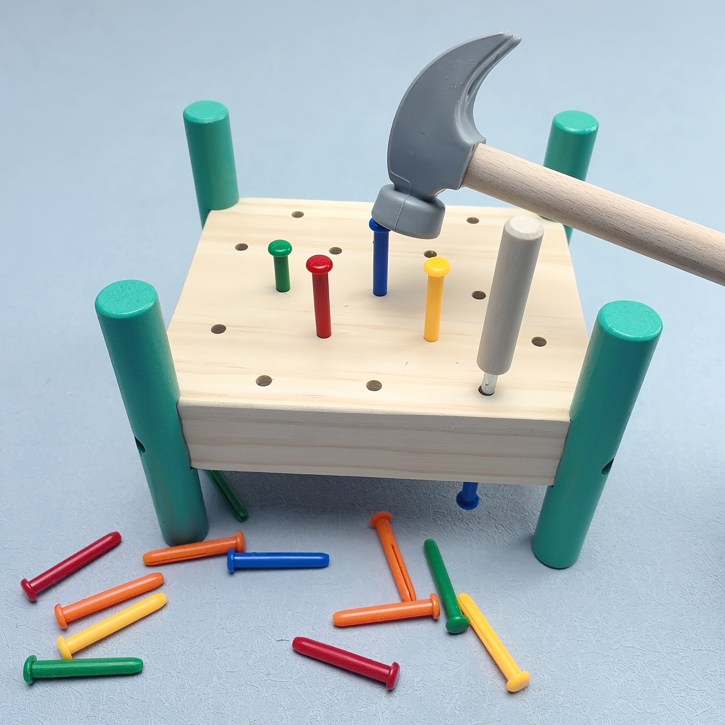 Wooden Nail Knocking Table Toy for Ages 3-5