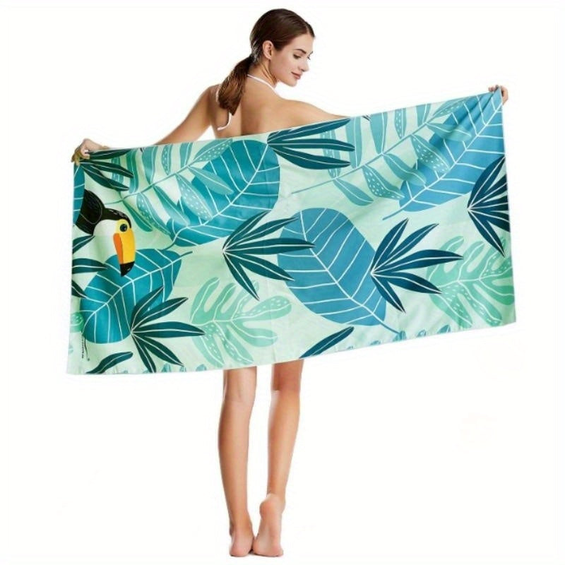 Leaf Pattern Beach Towel Quick Drying Absorbent Sandproof Microfiber