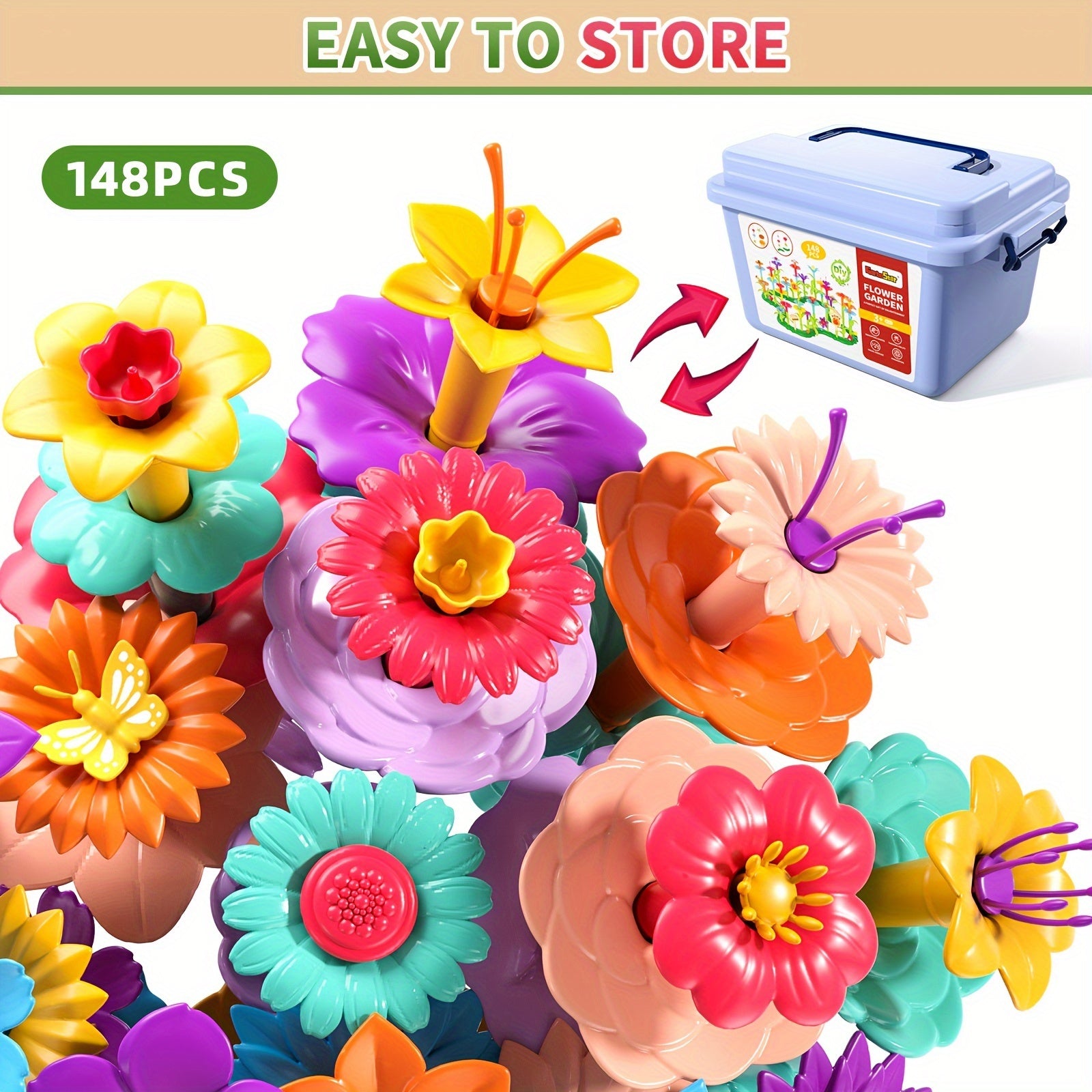 DIY Flower Arrangement Puzzle Toy Set with Storage Box