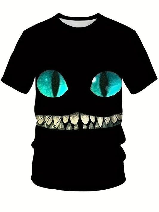 Boys' 3D Cat Graphic T-Shirt Active & Stretchy Short Sleeve Tee