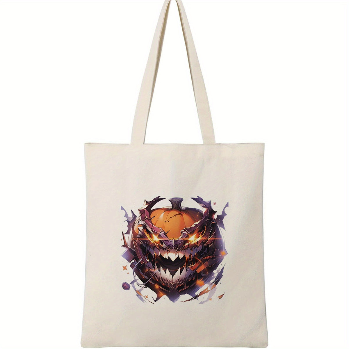 Halloween Pumpkin Pattern Canvas Bag Large Capacity
