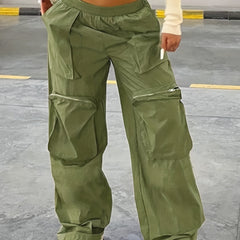 Y2K Loose Pocket Zipper Cargo Pants for Women