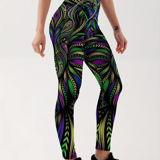 Women's Paisley Graphic Yoga Leggings for Workouts & Running Gym