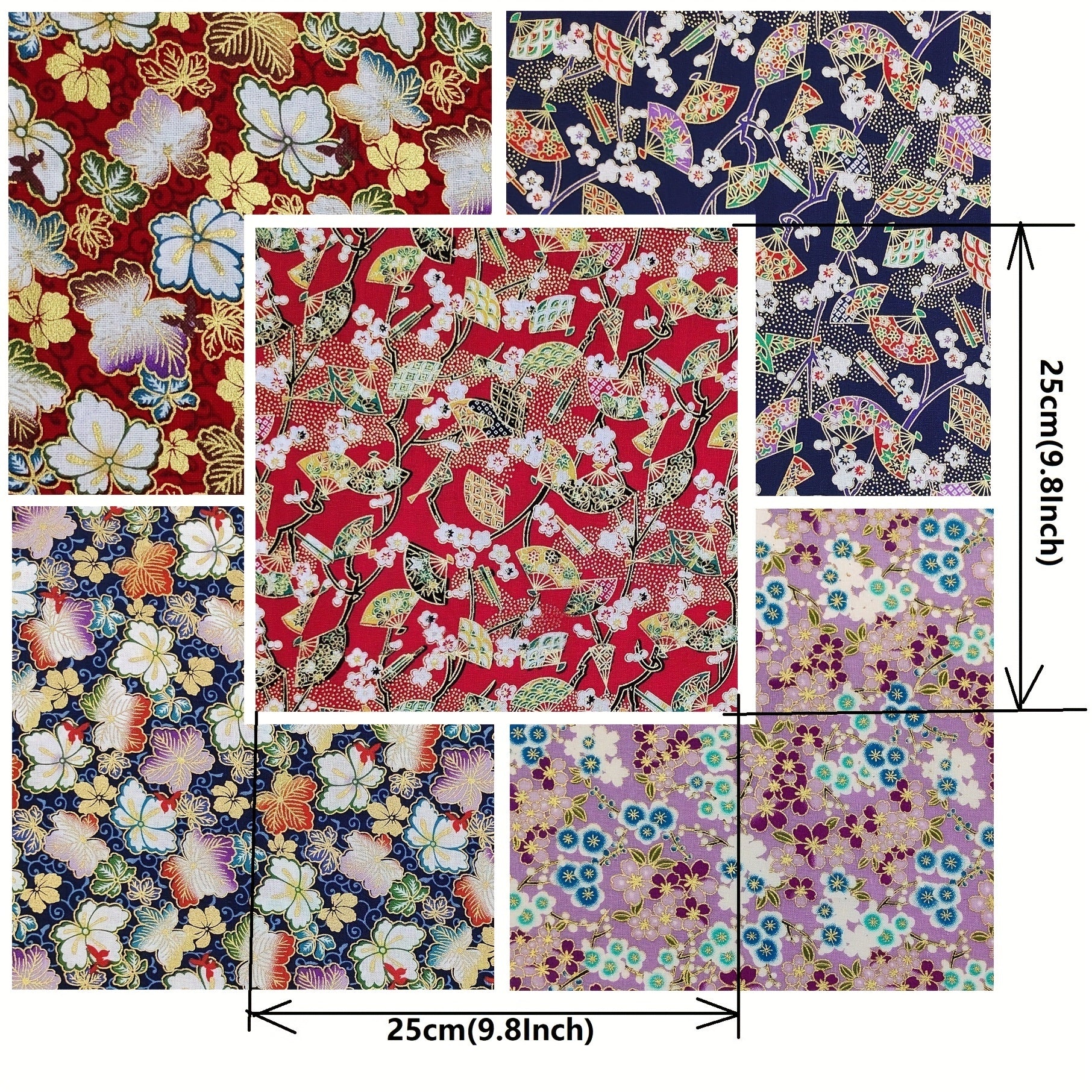 5pcs Bronzing Cotton Patchwork Fabric Flowers for Sewing Quilting Crafting