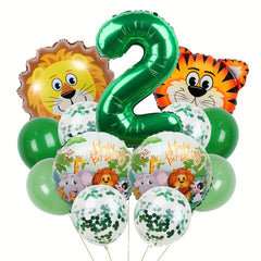 13pcs Jungle Wildlife Balloon Set for Boys' Birthday & Baby Showers