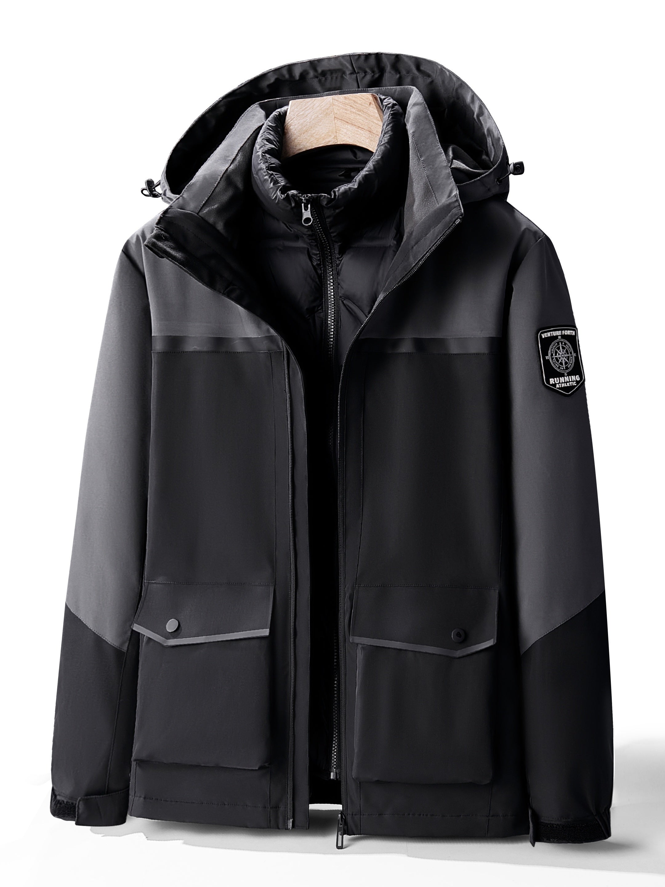 Unisex Ski Jacket with Detachable Fleece Coat Thermal Waterproof Windproof