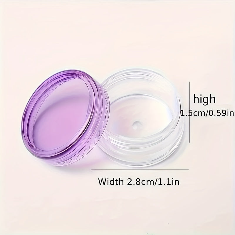 Clear Plastic Cosmetic Jars Purple Lids Travel Containers - 1