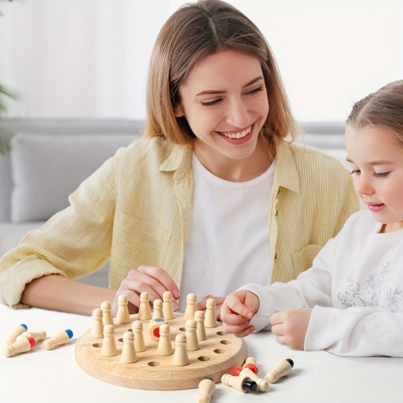 Wood Memory Match Chess Set Educational Puzzle Toy Concentration Training