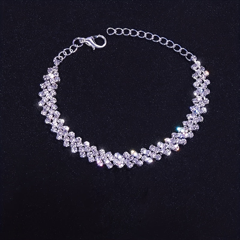 Rhinestones Bangle Bracelet Dating Jewelry Gift For Women