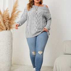  Casual Sweater Women's One Shoulder Long Sleeve Knitted Jumper
