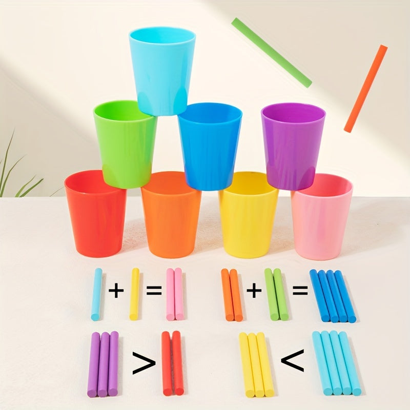 8pcs Sorting Sticks And Cups Set - Educational Desktop Toy