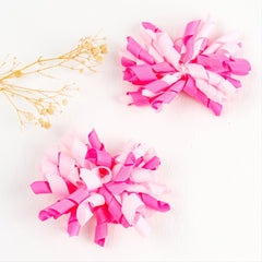 2pcs Baby Girl Curly Hair Ribbon Hair Bun Clip Christmas Firework Hair Clip