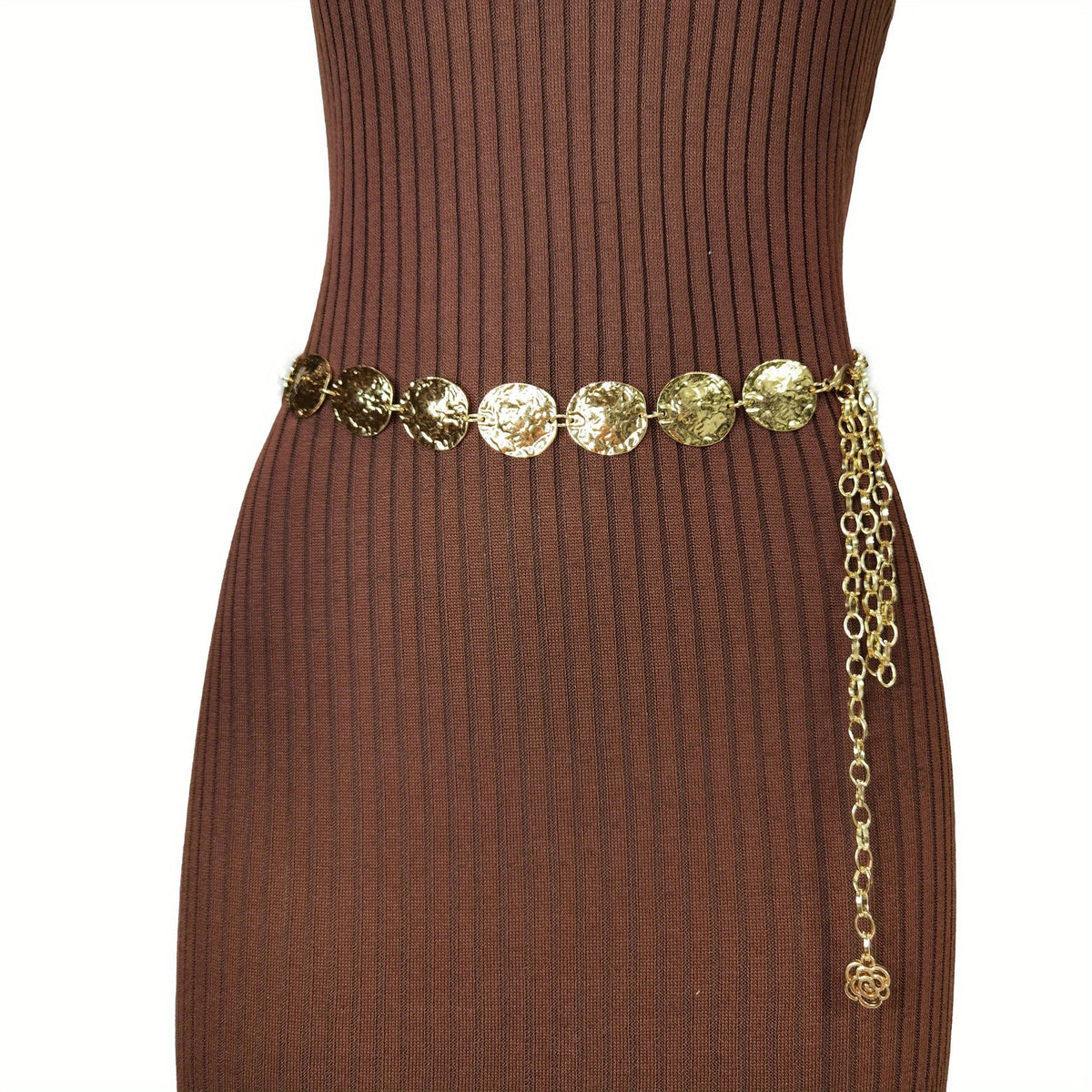 Golden Coins Metal Chain Belt Punk Adjustable Waist Chain Body Jewelry