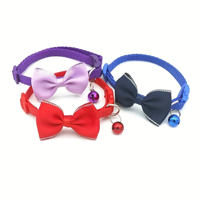 Stylish Bow & Bell Decor Pet Collar