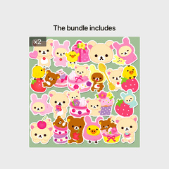 44pcs Sweet Bear Stickers Children's DIY Stationery Computer Student Stationery